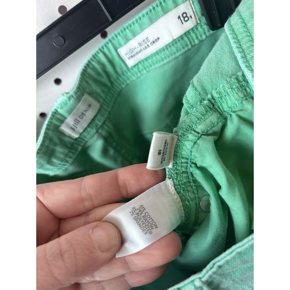 J Jill Denim 18R High Rise Straight Leg Crop Jean Green Beach Glass Pants - Picture 6 of 6